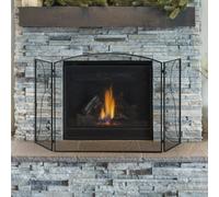 HOMCOM schermo pieghevole incernierato per camino a 3 pannelli struttura in metallo resistente 132,5x76,5 cm nero