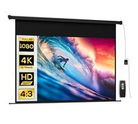 HOMCOM Schermo proiettore da 100 pollici, 16:9 4K HD schermo di Proiezione motorizzato ed elettrico, schermo di Proiezione TV e Home theatre, Montaggio a Parete o Soffitto, Pannello di Controllo e