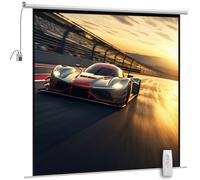 HOMCOM Schermo per Proiettore Motorizzato da 120 Pollici 1:1 con Telecomando, Telo Proiettore Avvolgibile in Plastica e Metallo, 236.5x8x236.5 cm, Bianco