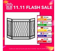 Homcom Schermo protettivo pieghevole per camino Spark Guard 3 pannelli 126X3X80 cm