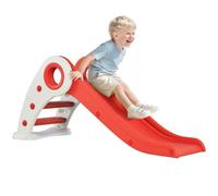 HOMCOM Scivolo per bambini +3 anni Scivolo largo pieghevole con scale Rampa lunga per giardino Parco giochi interno 120x50x56 cm Rosso