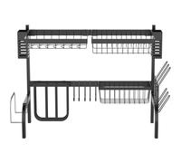 HOMCOM Scolapiatti da Appoggio Modulabile a 2 Livelli 65x31.5x52.5 cm Nero