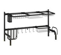 HOMCOM Scolapiatti, lunghezza regolabile 51-93 cm, molti elementi, disposizione flessibile, 93 x 30 x 52cm, nero Aosom Italy