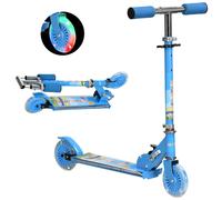 Homcom Scooter Pieghevole per Bambini con Luci Musica Altezza Regolabile Ruote Luminose Led Pedale Carico 50kg 67X32X65-78 cm Blu