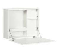 HOMCOM Scrivania a Muro Pieghevole e Salvaspazio con Ripiani, per Studio, Soggiorno e Ufficio, in Truciolato e MDF, 60x21.5x50 cm, Bianco Aosom