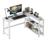 HOMCOM Scrivania ad Angolo modulare Reversibile, scrivania con portaoggetti in Stile Moderno con ripiano portaoggetti, Cornice in Metallo, Tavolo da Computer per Piccoli spazi, Soggiorno, 135 x 110 x