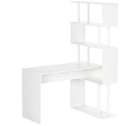 HOMCOM Scrivania Angolare con Libreria 4 Livelli 120x80x176 cm Bianco