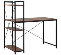 HOMCOM Scrivania Angolare Design Industriale con Contenitore, Libreria, 3 Ripiani e Pannelli Truciolari, Effetto Noce, in Metallo, Nero Aosom Italy