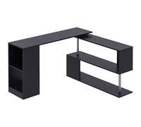 HOMCOM Scrivania Angolare e Salvaspazio per Computer, Tavolo da Pranzo in Legno Nero per Casa o Ufficio, Girevole a 360°, 140x120x78 cm Aosom