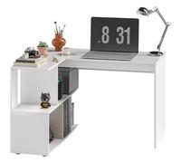 HOMCOM Scrivania Angolare Moderna con 4 Ripiani in Legno 120x100x77 cm Bianco