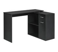 HOMCOM Scrivania Angolare per Studio e Ufficio con 2 Cassetti e 2 Ripiani, Scrivania Moderna in Legno, 117x82x74 cm, Nero