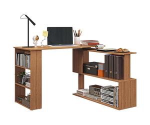 HOMCOM Scrivania Angolare Reversibile con 5 Ripiani Portaoggetti, Scrivania ad Angolo per Computer in Legno, per Ufficio, Soggiorno e Studio, Stile Industriale, 120x110x74.5 cm, Color Acero