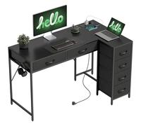 HOMCOM Scrivania Angolare Reversibile con Porte USB ad L 126x48 cm Nero