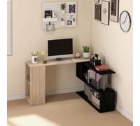 HOMCOM Scrivania Angolare Salvaspazio con Ripiano a S, Scrivania Moderna in Legno, 140x120x78 cm, Legno Naturale e Nero Description:Hai poco spazio a disposizione? Arreda la tua camera o il tuo uffici