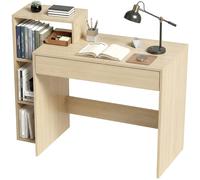 HOMCOM Scrivania Computer con 3 Ripiani Aperti e Cassetto in Legno, Color Legno