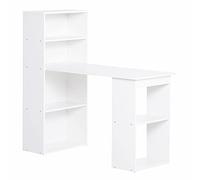 HOMCOM Scrivania Computer con Libreria Porta PC Salvaspazio, Tavolo da Pranzo per Ufficio e Studio, 120x55x120 cm, Bianco