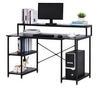 HOMCOM Scrivania Computer per Ufficio con Ripiani Monitor e CPU Nera 140x60x93cm