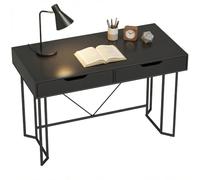 HOMCOM Scrivania con 2 cassetti telaio metallico 120x60x77 cm nera