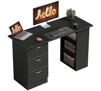 HOMCOM Scrivania con 3 Cassetti e 3 Ripiani 120x49x72 cm Nero e Aregento | Scrivania Salvaspazio, Piano Ampia in Legno, Tavolo da Lavoro per Cameretta Studio Ufficio