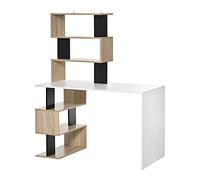 HOMCOM Scrivania con Libreria per Camera, Scrivania Ufficio, Scrivania Porta PC in Legno Multicolore, 120x60x148cm