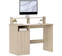 HOMCOM Scrivania con ripiano Scrivania moderna con scomparti aperti e supporto per monitor Tavolo da studio per la camera da letto Scrivania per l'ufficio domestico 108x50x94 cm Naturale
