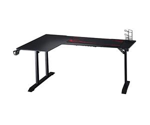 HOMCOM Scrivania da Gaming con Gancio per Cuffie, Scrivania per Computer con Porta Tazza, Supporto Gamepad e Tappetino, Nero, 168x109x78cm