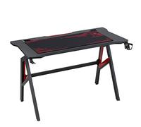HOMCOM Scrivania da Gaming Moderna per Camera o Ufficio, Scrivania per Computer con Tappetino Mouse Maxi e Accessori, 120x58x75cm, Rosso e Nero