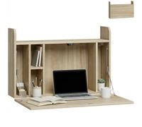 HOMCOM Scrivania da Parete con Ripiani Salvaspazio 77x20x51 cm Rovere | Scrivania per Computer a Parete, per Casa e Ufficio