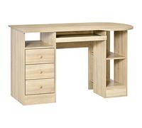 HOMCOM Scrivania da PC per Ufficio con Scaffali con Cassetti Color Legno