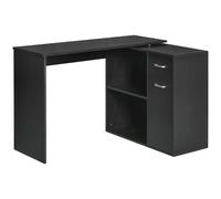 HOMCOM Scrivania da Ufficio Angolare con 2 Cassetti e 2 Ripiani in Legno Nero