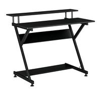 HOMCOM Scrivania Gaming 100 cm Scrivania Computer con Supporto Schermo Legno Metallo Nero