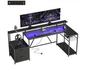 HOMCOM Scrivania Gaming Angolare Reversibile con LED ad L 192.5x80cm