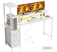 HOMCOM Scrivania Gaming con Luci RGB e Prese, 147 cm, Bianco