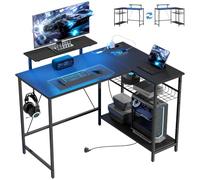 HOMCOM Scrivania Gaming Reversibile ad L con LED 114.5x82cm Nero