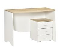 HOMCOM Scrivania con Cassettiera Moderna in Legno, Scrivania PC per Camera e Ufficio, Bianco, 110x55x75cm