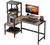 HOMCOM Scrivania Moderna con 4 Ripiani e Supporto Monitor 150x48x125cm Marrone