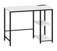 HOMCOM Scrivania per Computer 100x50 cm con 2 Scaffali Reversibile e Prese USB Integrate, Tavolo PC per Gaming, Casa, Studio e Ufficio, Bianca e Nera