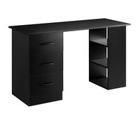 HOMCOM Scrivania Moderna in Legno con 3 Cassetti e 3 Ripiani 120x49x72cm Nero