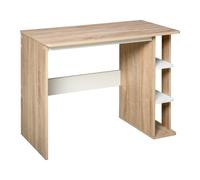HOMCOM Scrivania Moderna in Legno con 3 Ripiani 100x44x74cm Bianco e Quercia