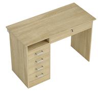 HOMCOM Scrivania moderna per computer con 5 cassetti, grande piano, 1 vano aperto, cassetto bloccabile, 110x50x76 cm, rovere Aosom Italy