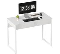 HOMCOM Scrivania Moderna per PC con 2 Cassetti 100x50x75cm Bianco Lucido