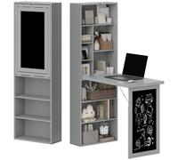 HOMCOM Scrivania Moderna Pieghevole con Libreria e Lavagna 98x51x153cm Grigio