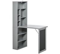 HOMCOM Scrivania Moderna Pieghevole Salvaspazio con Libreria e Lavagna, in MDF per Ufficio e Casa, 98x51x153cm, Grigio Aosom Italy
