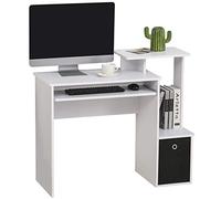 HOMCOM Scrivania Moderna Porta PC con Ripiano 100x40x86.6cm Bianco e Nero