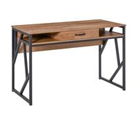 HOMCOM Scrivania Moderna Stile Industriale 120x60x76cm Nero Marrone | Metallo e MDF, Mensole e Cassetto, per Casa e Ufficio