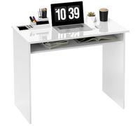 HOMCOM Scrivania moderna, tavolo ufficio, 90x50 cm, bianco lucido