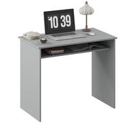 HOMCOM Scrivania moderna, tavolo ufficio, 90x50 cm, grigio | Piccola scrivania con ripiano portaoggetti
