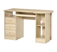 HOMCOM Scrivania PC da Ufficio con Ripiano Testiera in Legno e Scaffali Cassetti