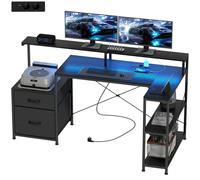 HOMCOM Scrivania PC Gaming con Spazi Portaoggetti e 2 Supporti Monitor Nero