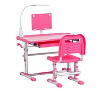 HOMCOM Scrivania per Bambini con Sedia Regolabile, Piano Inclinabile 45°